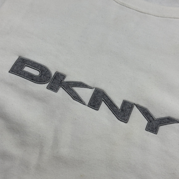 DKNY Sweatshirt Women's XL White Logo Long Sleeve Crew Neck Pullover Gorpcore - Picture 3 of 6